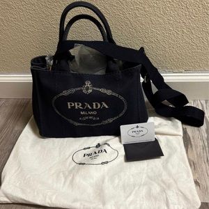 Prada canapa bag dark navy